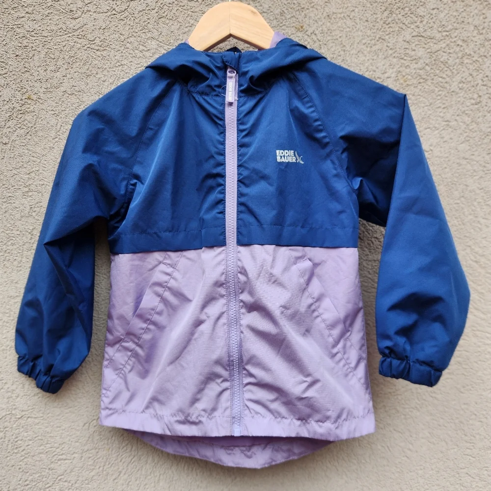 EDDIE BAUER Kids Jacket Size 5/6 Blue Purple Full Zip Shell